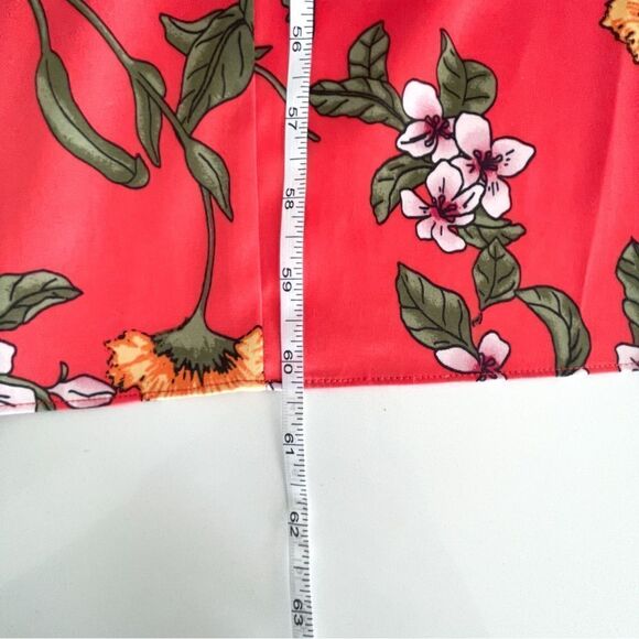 Guess Sleeveless Spaghetti Strap Coral Red Floral Jumpsuit Beach Women's 8 - Picture 8 of 12